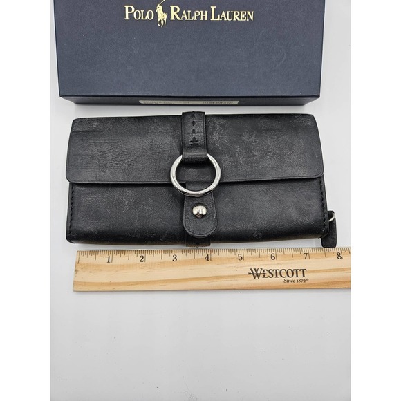 Polo Ralph Lauren Women's Black Leather Bi Fold Wallet Clutch Snap Closure - Picture 3 of 9